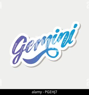 Gemini lettering Calligraphy Brush Text horoscope Zodiac sign illustration Stock Vector