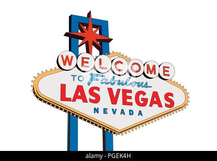 Welcome to Fabulous Las Vegas Nevada sign isolated on white vector illustration. Stock Vector