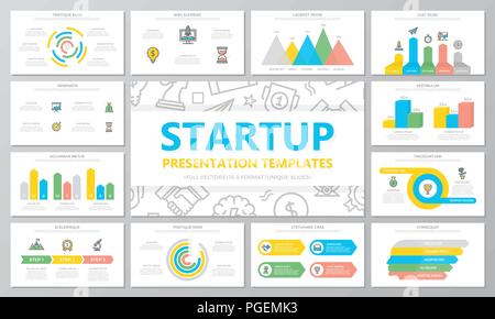 Startup and business multipurpose presentation templates and infographics elements on white background. Use for business annual report, flyer, corporate marketing, leaflet, advertising, brochure. Stock Vector