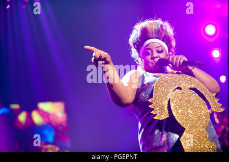 English electronic music duo Basement Jaxx performing at the Night Of The Proms, in Antwerp (Belgium, 14/11/2015) Stock Photo