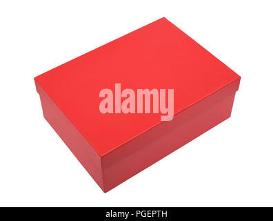 Red cardboard box, isolated. Carton box, red on a white background. Stock Photo