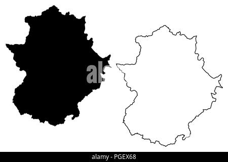 Extremadura (Kingdom of Spain, Autonomous community) map vector ...