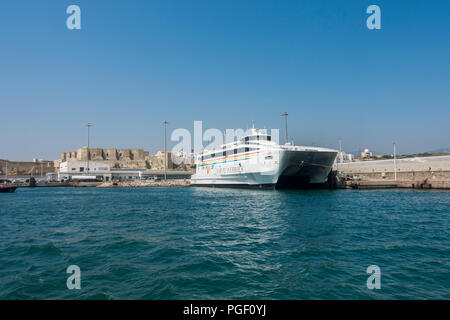 Ferry Port at Tarifa, Virtu ferries, passenger services between Spain and Morocco, North Africa, Costa de la Luz , andalucia, Spain. Stock Photo