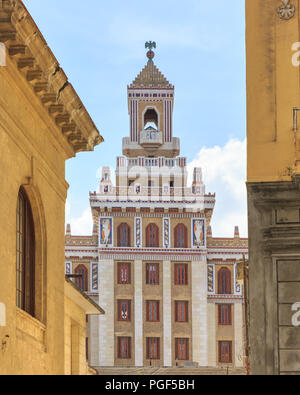 View of the Bacardi Building exterior, art deco style historic architecture in Habana Vieja, Havana, Cuba Stock Photo