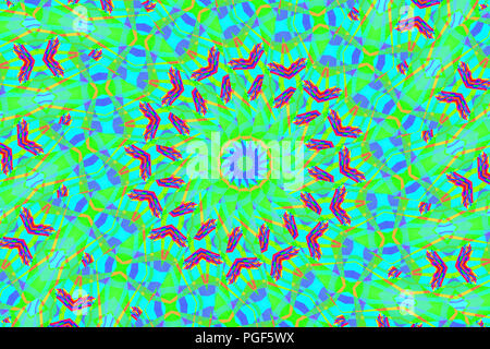 Psychedelic kaleidoscopic illusive symmetrical pattern as background Stock Photo