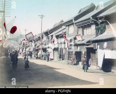 [ c. 1890s Japan - Yokohama ] —   Nogemachi, Yokohama.  19th century vintage albumen photograph. Stock Photo
