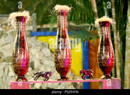 Beautifully decorated catering banquet table with variety of different food snacks and appetizers on party event or wedding celebration Stock Photo