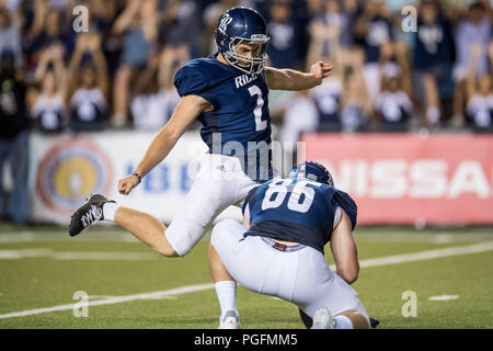 Houston, USA. 25 August 2018. Rice Owls place kicker Jack Fox (2