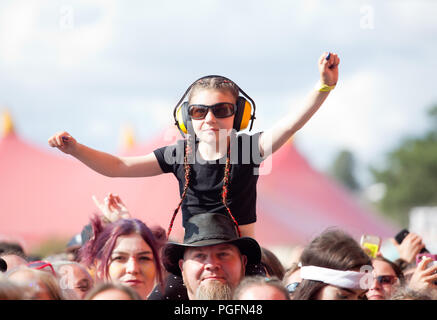 Festival fans watching Canadian rock band sum 41 perform at Reading Festival on the 25th august 2018 Stock Photo