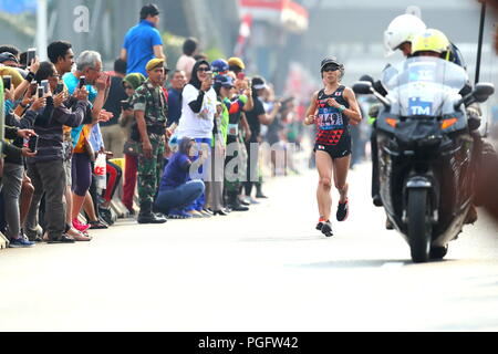 Jakarta, Indonesia. 26th Aug, 2018. Keiko Nogami (JPN) Athletics - Marathon : Women's Marathon at Jakarta city during the 2018 Jakarta Palembang Asian Games in Jakarta, Indonesia . Credit: Naoki Nishimura/AFLO SPORT/Alamy Live News Stock Photo