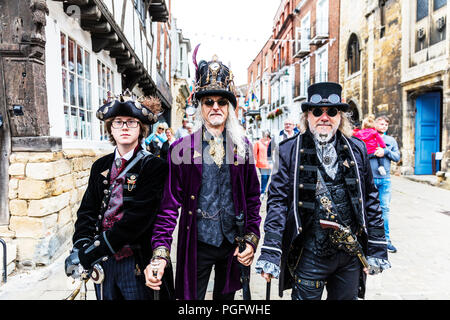 Lincoln, UK. 26 August 2018. The Asylum Steampunk Festival is the largest and longest running steampunk festival in the Solar System, at Lincoln city UK England, 26/08/2018, attracting participants from around the globe. It takes place over the August Bank Holiday weekend in the historic City of Lincoln. Credit: Iconic Cornwall/Alamy Live News Stock Photo