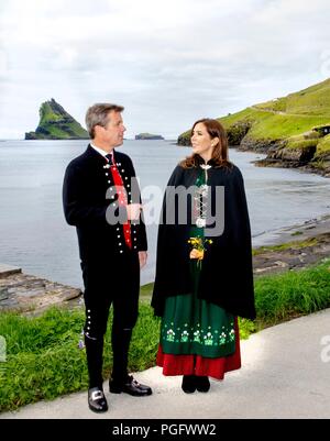 Bour, Faroe Islands, Denmark. 26th Aug, 2018. Crown Prince Frederik and Crown Princess Mary of Denmark at Bour, on August 26, 2018, to attend a lunch on the last of the 4 days visit to the Faroe Islands Photo : Albert Nieboer/ Netherlands OUT/Point de Vue OUT | Credit: dpa/Alamy Live News Stock Photo