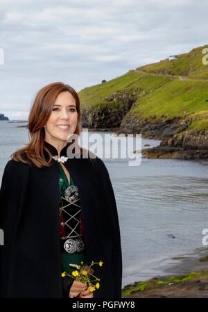 Bour, Faroe Islands, Denmark. 26th Aug, 2018. Crown Princess Mary of Denmark at Bour, on August 26, 2018, to attend a lunch on the last of the 4 days visit to the Faroe Islands Photo : Albert Nieboer/ Netherlands OUT/Point de Vue OUT | Credit: dpa/Alamy Live News Stock Photo