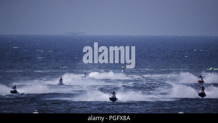 Jakarta, Indonesia. 26th Aug, 2018. Players compete during the Jetski Endurance Runabout Open at the 18th Asian Games in Jakarta, Indonesia, Aug. 26, 2018. Credit: Fei Maohua/Xinhua/Alamy Live News Stock Photo