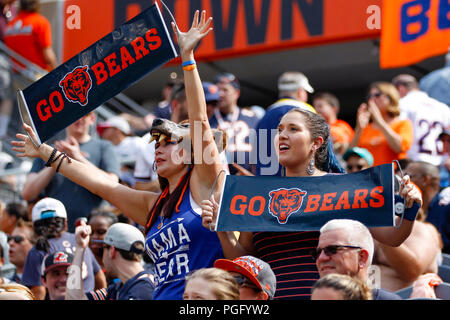 Illinois, USA. 25 August 2018. Bears Fans enjoy the action during the NFL Game between the Kansas City Chiefs and Chicago Bears at Soldier Field in Chicago, IL. Photographer: Mike Wulf Credit: Cal Sport Media/Alamy Live News Stock Photo