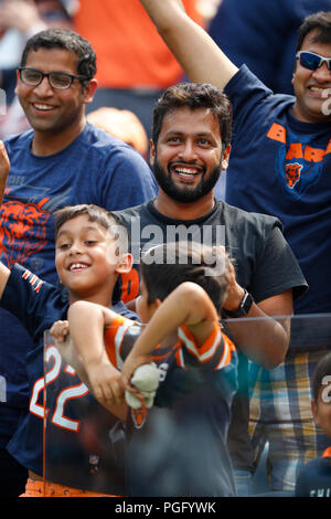 Illinois, USA. 25 August 2018. Bears Fans enjoy the action during the NFL Game between the Kansas City Chiefs and Chicago Bears at Soldier Field in Chicago, IL. Photographer: Mike Wulf Credit: Cal Sport Media/Alamy Live News Stock Photo