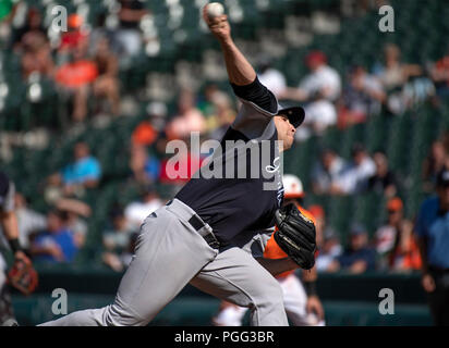 August 10, 2018: Baltimore Orioles center fielder Cedric Mullins (3) makes  his major league debut at bat during the second inning of the MLB game  between the Boston Red Sox and the