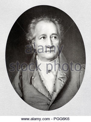 Johann Wolfgang von Goethe portrait 1749 – 1832 was a German writer and statesman. His works include four novels; epic and lyric poetry; prose and verse dramas; memoirs; an autobiography; literary and aesthetic criticism; and treatises on botany, anatomy, antique illustration from 1880 Stock Photo