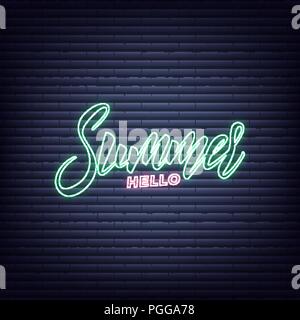 Summer neon banner. Glowing sign of Summer lettering Stock Vector