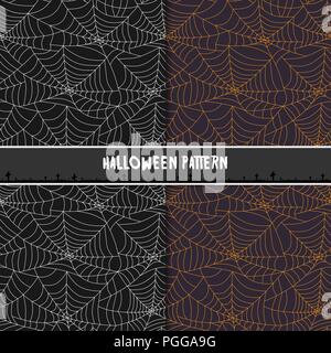 Halloween spider web seamless pattern. Vector background. Black and ...
