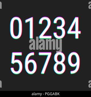 Glitch distortion numbers Stock Vector