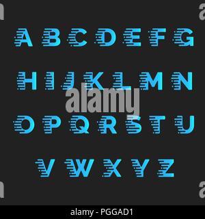 Font alphabet. Typographic alphabet in a set . Speed typeface Stock Vector