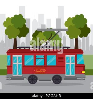 tramway transport retro service urban Stock Vector