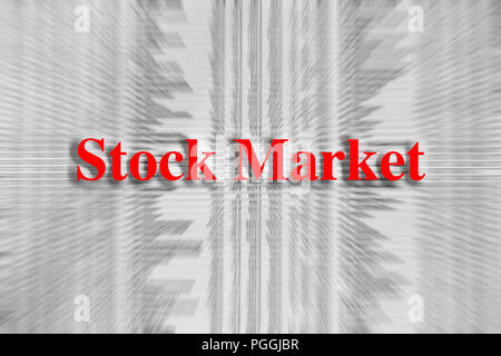 Stock market written in red with a newspaper article blurred in the background Stock Photo