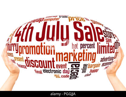 4th july sale word cloud sphere concept on white background. Stock Photo