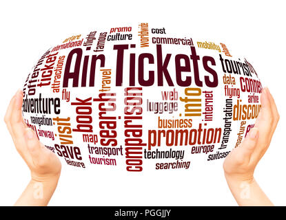 Air Tickets, word cloud hand sphere concept on white background. Stock Photo