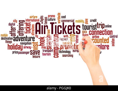 Air Tickets word cloud hand writing concept on white background. Stock Photo