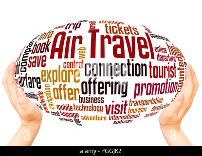 Air Travel, word cloud hand sphere concept on white background. Stock Photo