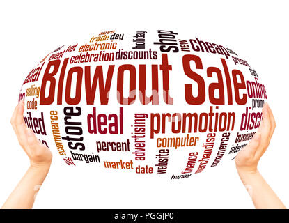 Blowout sale word cloud sphere concept on white background. Stock Photo