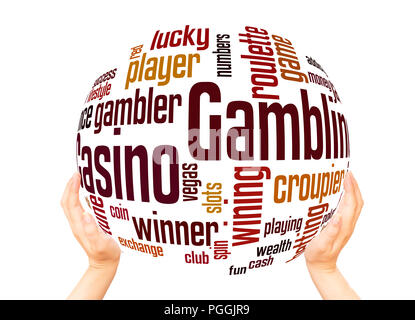 Casino gambling word cloud sphere concept on white background. Stock Photo