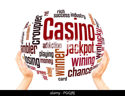 Casino word cloud sphere concept on white background. Stock Photo