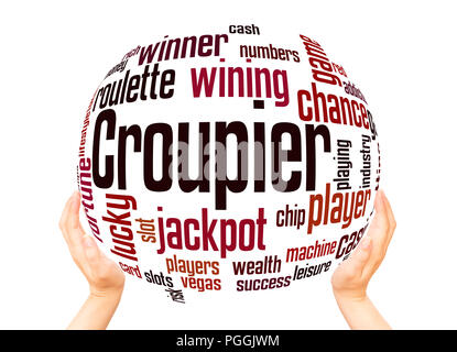 Croupier word cloud sphere concept on white background. Stock Photo