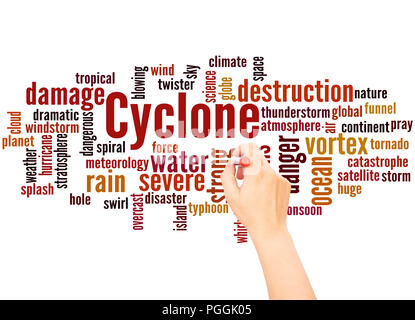 Cyclone word cloud hand writing concept on white background. Stock Photo
