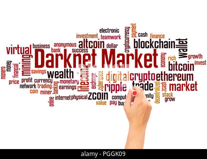Darknet markets word cloud and hand writing concept on white background. Stock Photo