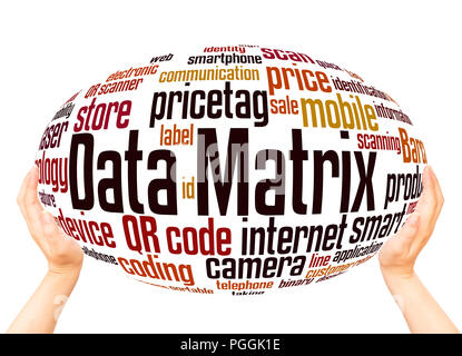 Data Matrix word cloud sphere concept on white background. Stock Photo