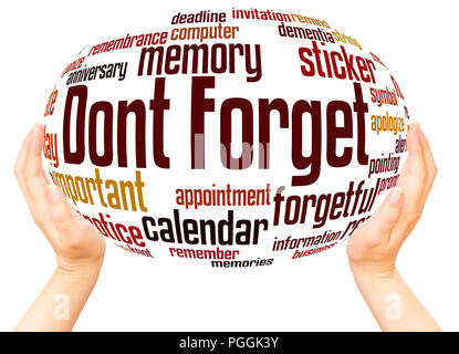 Dont forget word cloud hand sphere concept on white background. Stock Photo