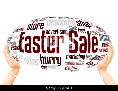 Easter sale word cloud sphere concept on white background. Stock Photo