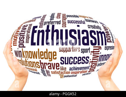 Enthusiasm word cloud hand sphere concept on white background Stock Photo