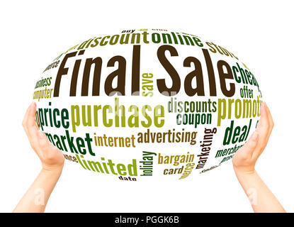 Final sale word cloud sphere concept on white background. Stock Photo