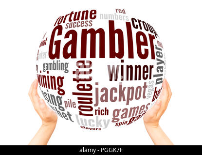 Gambler  gambling word cloud sphere concept on white background. Stock Photo