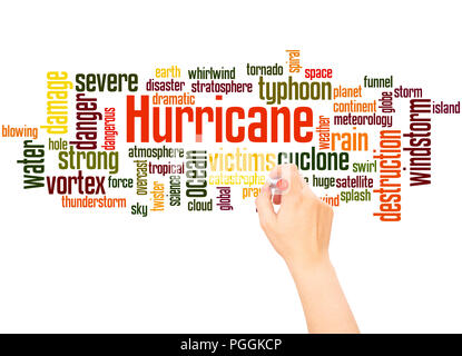 Hurricane word cloud hand writing concept on white background. Stock Photo