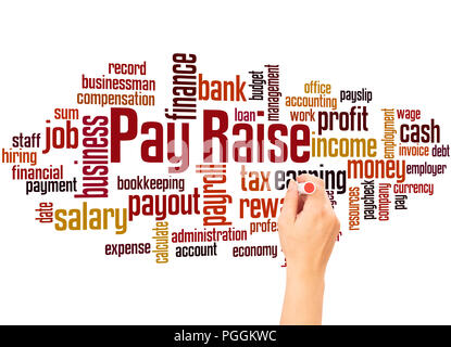 Pay Raise word cloud and hand writing concept on white background. Stock Photo