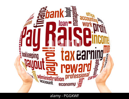 Pay Raise word cloud sphere concept on white background. Stock Photo