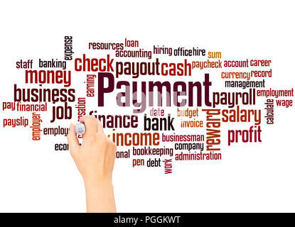 Payment word cloud and hand writing concept on white background. Stock Photo