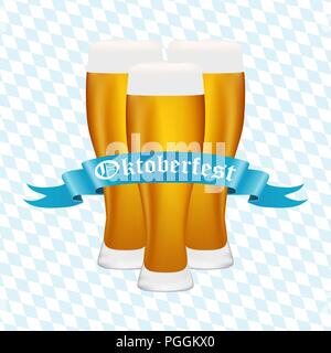 Beer at Oktoberfest in the Bavarian background Stock Vector