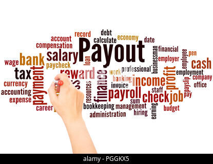 Payout word cloud and hand writing concept on white background. Stock Photo